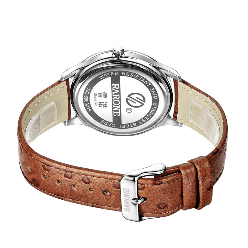 Rarone Genuine Leather Men Wrist Quartz Watch