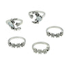 Silver Color With Rhinestone Geometric Rings 5PCS/Set