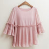 Simple Mid-Sleeve Plus-Size Chiffon Shirt