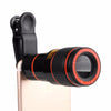 12x Zoom Optical Telescope Portable Mobile Phone Telephoto Camera Lens and Clip for iPhone / Samsung / Huawei / Xiaomi