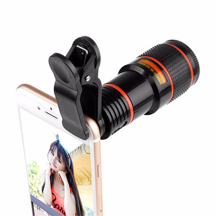 12x Zoom Optical Telescope Portable Mobile Phone Telephoto Camera Lens and Clip for iPhone / Samsung / Huawei / Xiaomi