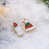 Christmas Oil Dripping Christmas Tree Candle Earring Plated with Gold