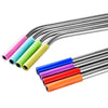 Reusable Stainless Steel Drinking Straw with Silicone Tip Cleaning Brush 8PCS