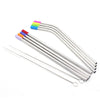Reusable Stainless Steel Drinking Straw with Silicone Tip Cleaning Brush 8PCS