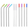 Reusable Stainless Steel Drinking Straw with Silicone Tip Cleaning Brush 8PCS