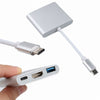 Type-C To HDMI 4K+USB 3.0+USB-C Converter Cable Charging Port Adapter