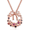 Colorful Zircon Christmas Necklace with A Bow for Women