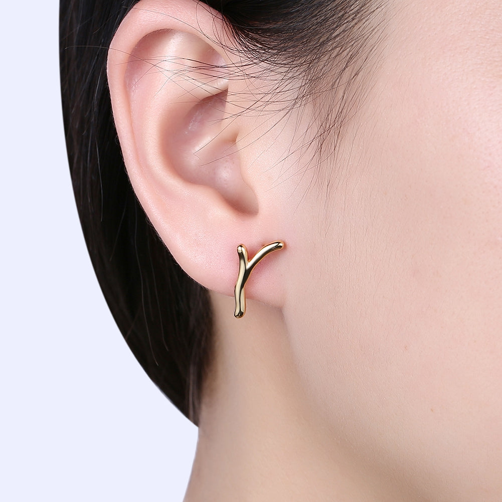 Christmas Antler Ear Studs  Plated with Gold