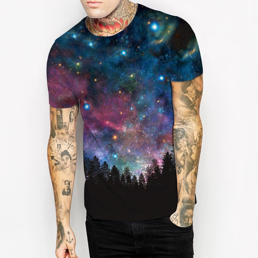 Starry Sky Woods 3D Digital Printing Short Sleeve T-shirt