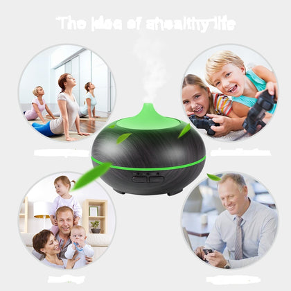 550ML Aroma Diffuser Humidifier Retro Drum Shape 7-color Changing / Fixable Night Light 3-mode Mist Time