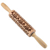 Christmas Embossing Rolling Pin Baking Cookies Laser engraving Wooden Roller