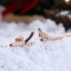Christmas Antler Earrings with Rose Gold Studs