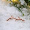 Christmas Antler Earrings with Rose Gold Studs