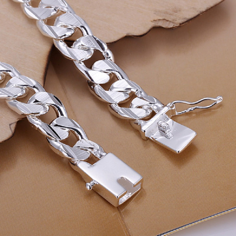 H032 Men's Geometric Silver Chain Bracelet