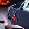 Another Silver Christmas Theme - Red Five-Pointed Star Pendant Necklace