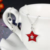 Another Silver Christmas Theme - Red Five-Pointed Star Pendant Necklace
