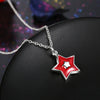 Another Silver Christmas Theme - Red Five-Pointed Star Pendant Necklace