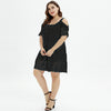 Off Shoulder Solid Color Lace Sling Dress