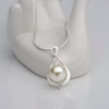 Pearl Necklace Set with Stone Drop Pendant Silver Necklace Set with Pearl