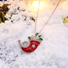 Christmas Dripping Oil Santa Hat Necklace White/Rose Gold