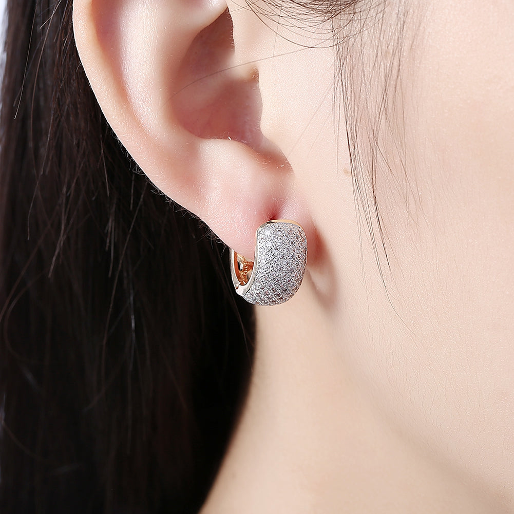 K Gold Zircon Earring Single Row Diamond Set Romantic Wind Earring Clip