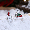 Christmas Oil Dripping Christmas Tree Candle Earring Plated with Platinum