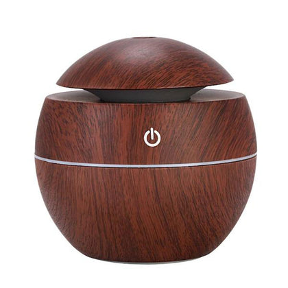 Spherical wood grain humidifier USB aromatherapy essential oil diffuser 7 color