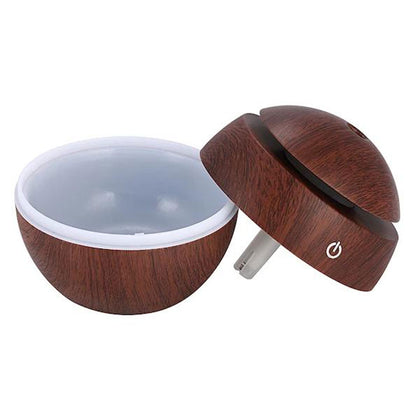 Spherical wood grain humidifier USB aromatherapy essential oil diffuser 7 color