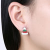 Christmas Oil Dripping Christmas Tree Candle Earring Plated with Platinum