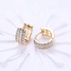 Three Rows of Diamond Set Romantic Wind Earrings with K Gold Zircon Earring Clip