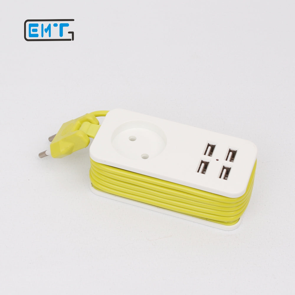 4 Ports USB Socket Portable Power Strip with EU Plug