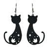 Fashion Gold Black Color Cat Drop Earrings