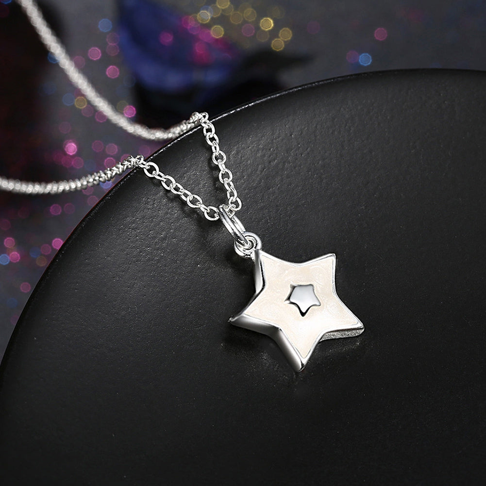 Another Silver Christmas Theme - White Pentacle Necklace