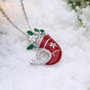 Christmas Drip-Oil Santa Hat Necklace White/Platinum Plated