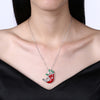 Christmas Drip-Oil Santa Hat Necklace White/Platinum Plated