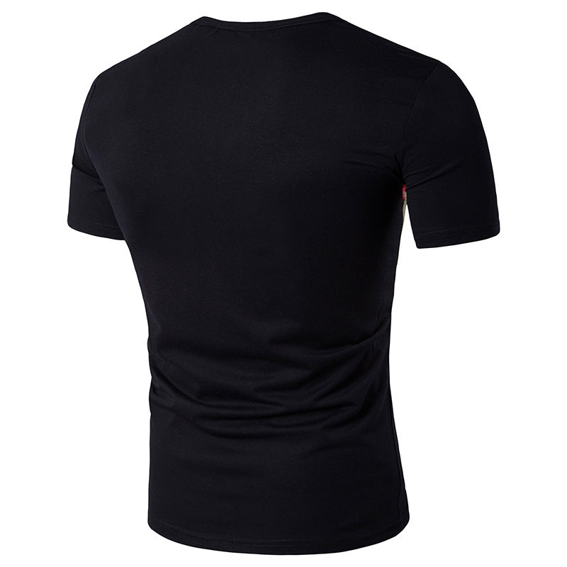 Men Hit Color Short Sleeve Casual   T-Shirt