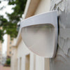 6 LED Super Bright Solar Powered Light Wall Mount Control Outdoor Garden Fence Lamp Quarter Ball Shape  -  WHITE