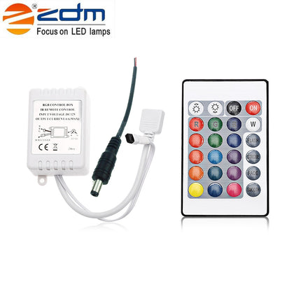 ZDM 5M 24W RGB SMD2835 LED Strip Light 24 / 44Key IR Controller Kit with Male DC Connector