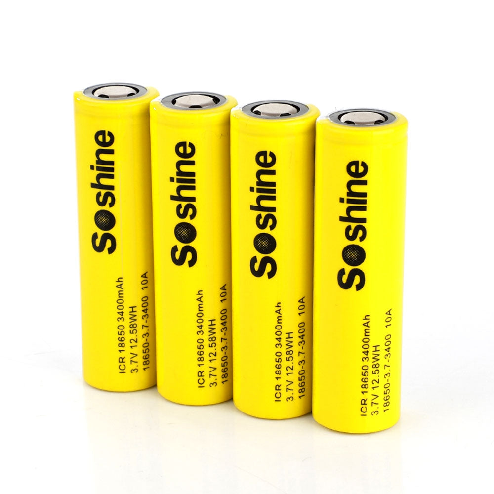 Soshine 18650 3.7V 3400mAh 3C Li-ion Rechargeable Battery With Case (4 Pack )