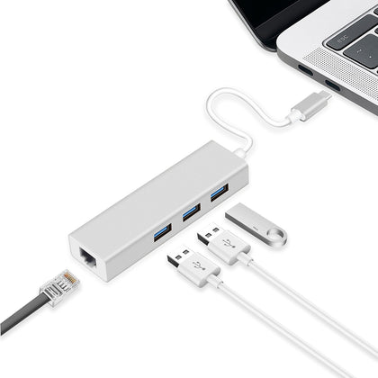 TYPE-C 3PORT USB 3.0 HUB with Gigabit Ethernet Adapter
