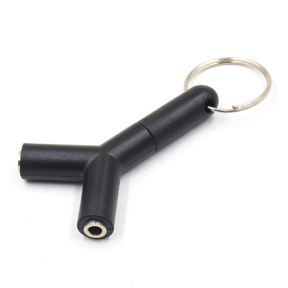 3.5mm Y Shape Stereo Jack Audio Headset Connector Adapter Keyring Splitter for iPhone 6 5 Android PC MP3