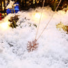 Christmas Snowflake Zircon Necklace White / Rose Gold Plated