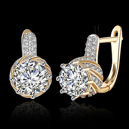 Zircon Earring White Round Diamond Romantic Wind earring Clip