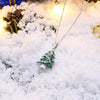 Christmas Dripping Oil Christmas Tree Necklace White/Platinum Plated