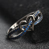 Ladies Fashion Heart Shaped Sapphire Zircon 14K Black Gold Ring