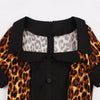 Collar with Short Sleeves Buttons Leopard Grain with A Belt Dress