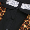 Collar with Short Sleeves Buttons Leopard Grain with A Belt Dress