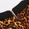Collar with Short Sleeves Buttons Leopard Grain with A Belt Dress