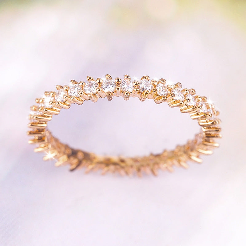 Fashion Lady Korea Rose Gold Micropave Zircon Engagement Ring