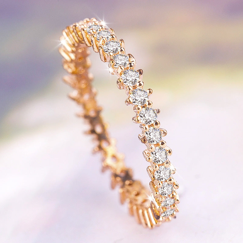 Fashion Lady Korea Rose Gold Micropave Zircon Engagement Ring